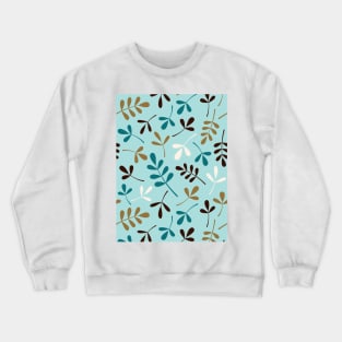 Assorted Leaf Silhouettes Teals Crm Brown Gld Crewneck Sweatshirt